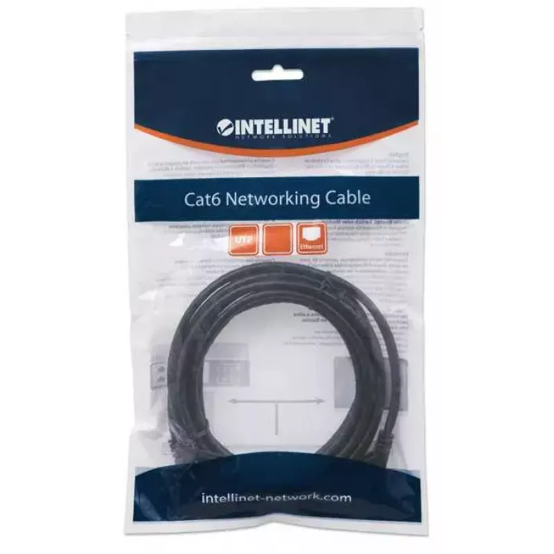 Intellinet võrgujuhtmeplaaster, Cat6, 5 m, must, CCA, U/UTP, PVC, RJ45, kullatud kontaktidega, tõmbetõkestatud, saapaga, eluaegne garantii