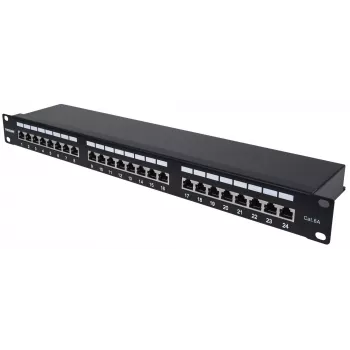 Intellinet Patch Panel, Cat6a, FTP, 24-Port, 1U, Shielded, 90° Top-Entry Punch Down Blocks, Must