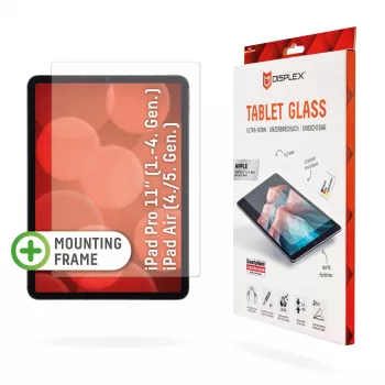 Displex Tablet Glass (9H) Apple iPad Pro 11'' (1./2./3./4. põlvkond)/Air (4./5. põlvkond) jaoks, Eco paigaldusraam, purunematu, üliõhuke, nähtamatu