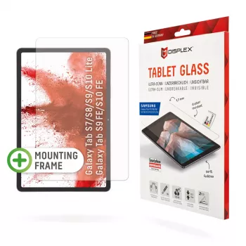 Displex tahvelarvutiklaas (9H) Samsung Galaxy Tab S7/S8/S9/S9 FE/S10 FE/S10 Lite jaoks, Eco kinnitusraam, purunematu