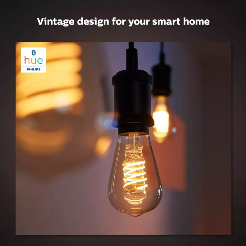Nutipirn Philips ST64 Edison E27 Bluetooth/Zigbee, 7 W, läbipaistev, 60×135 mm