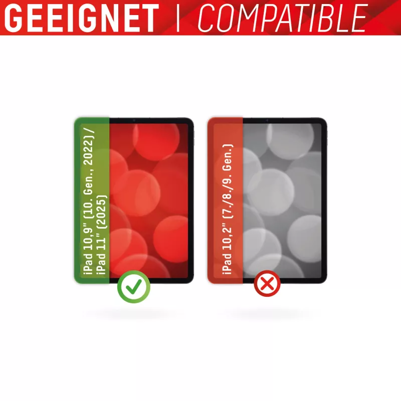 Displex tahvelarvuti klaas (9H) Apple iPad 10,9 tolli (10. põlvkond, 2022)/11 tolli (2025) jaoks, EASY-ON® Eco kinnitusraam, purunemiskindel