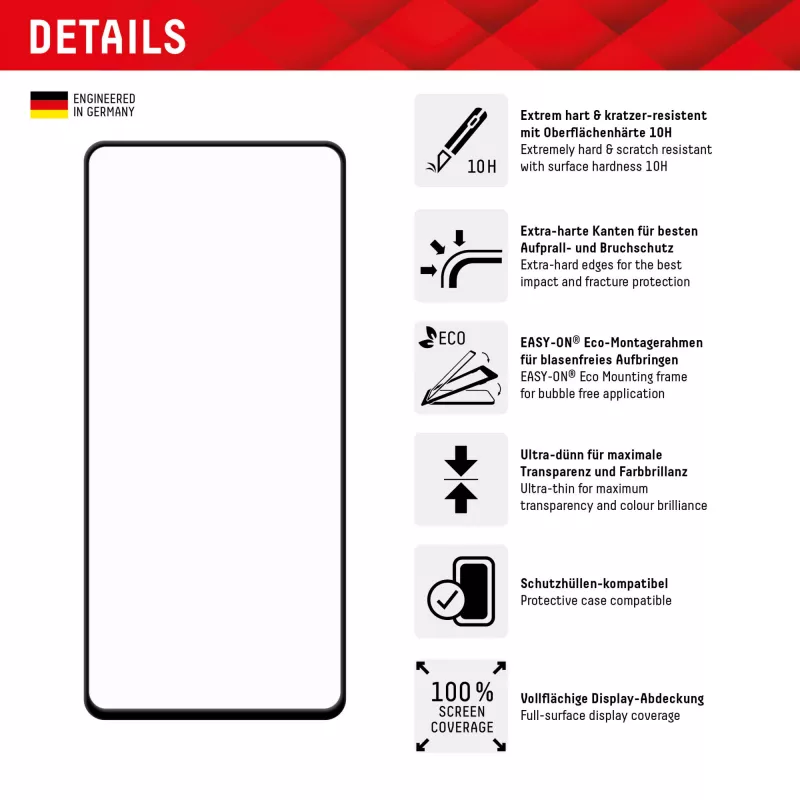 Displex Full Cover ekraanikaitse (10H) Samsung Galaxy A54 5G-le, Eco paigaldusraam, täiskattega
