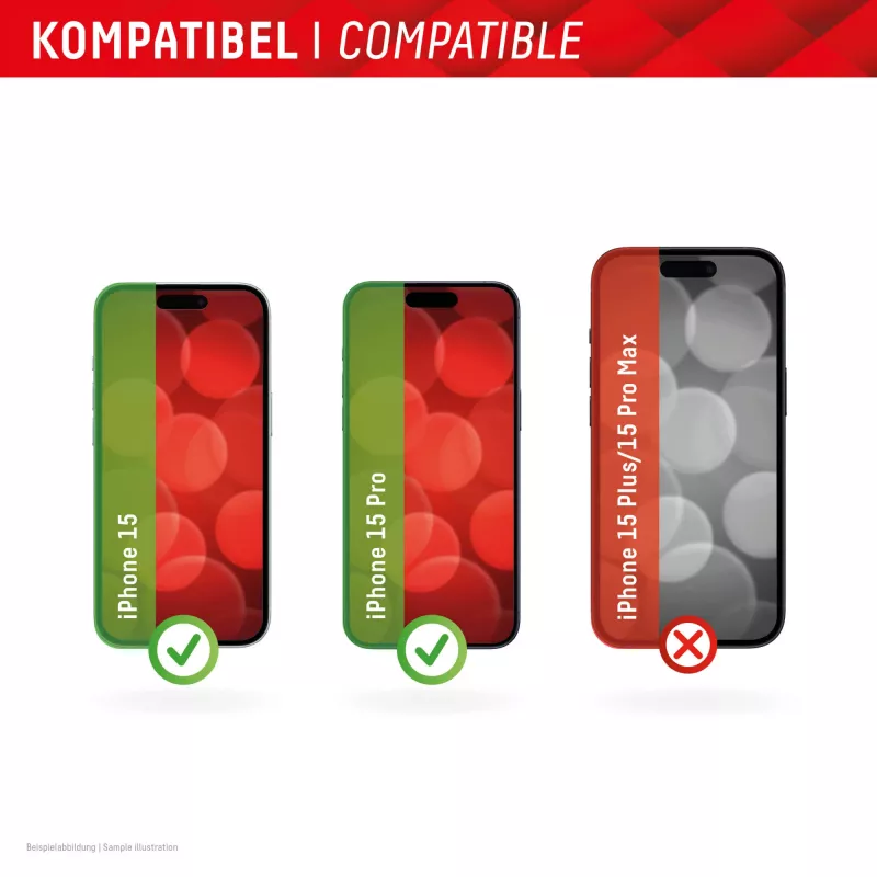 Displex Privaatsuskaitseklaas (10H) Apple iPhone 15/15 Pro jaoks, EASY-ON® Eco paigaldusraam, privaatsusfilter
