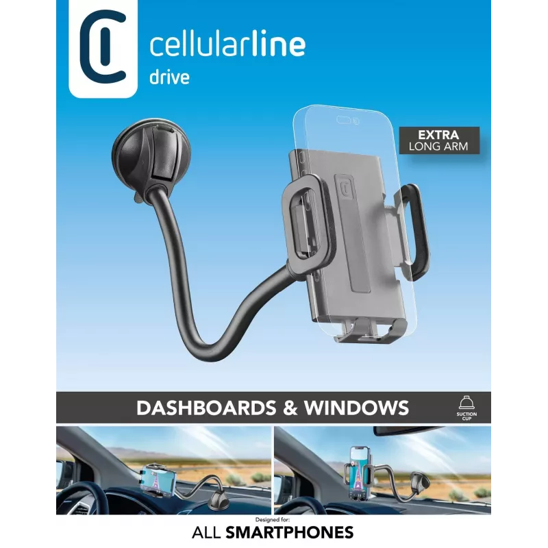 Sourcing Cellularline Hug Flexi XL universaalne iminapaga passiivne hoidik mobiiltelefonidele, must/hall