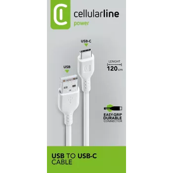 Toitekaabel Cellularline 120cm USB-C USB A Isane Valge