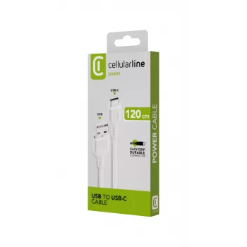 Toitekaabel Cellularline 120cm USB-C USB A Isane Valge