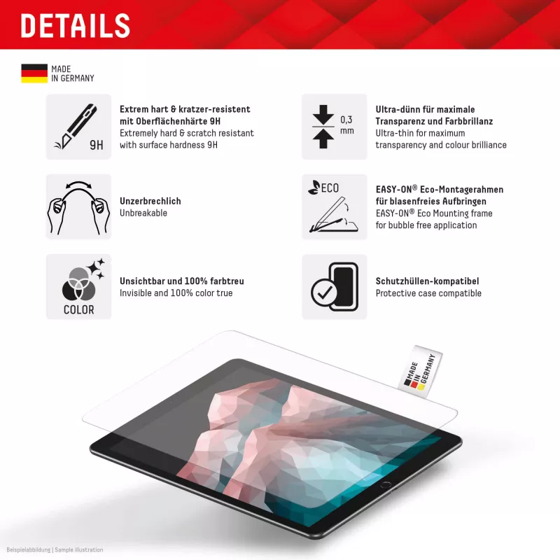 Displex Tablet Glass (9H) Samsung Galaxy Tab A11+/A9+ jaoks, Eco paigaldusraam, purunematu