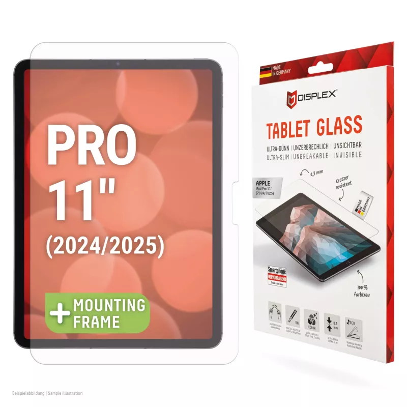 Displex tahvelarvuti klaas (9H) Apple iPad Pro 11'' (2025/2024), Eco kinnitusraam, purunematu, üliõhuke, nähtamatu