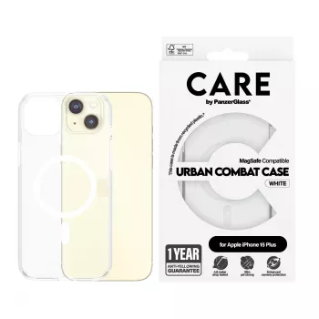 PanzerGlass CARE™ by ® Urban Combat Case läbipaistev valge MagSafe iPhone 15 Plus