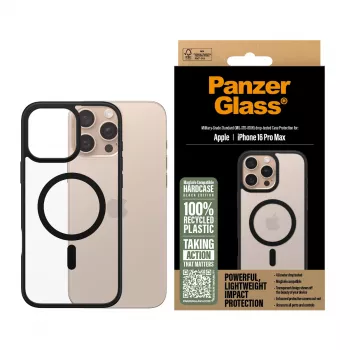 PanzerGlass ® HardCase läbipaistev musta MagSafe'i ja raamiga iPhone 16 Pro Max