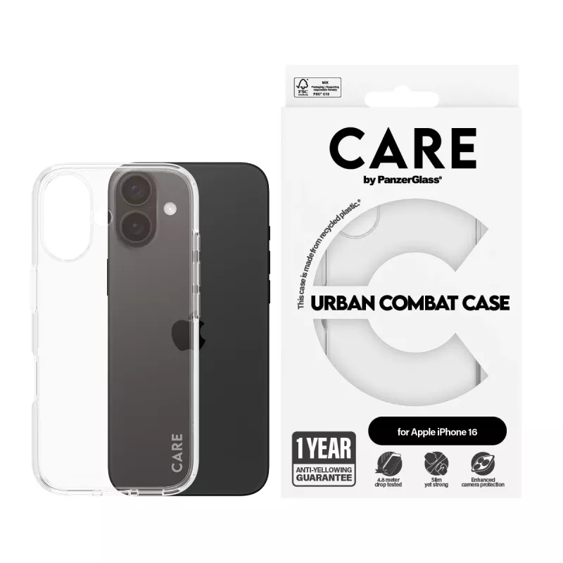 PanzerGlass CARE by Flagship Case läbipaistev Urban Combat ümbris iPhone '24 6.1 tollile