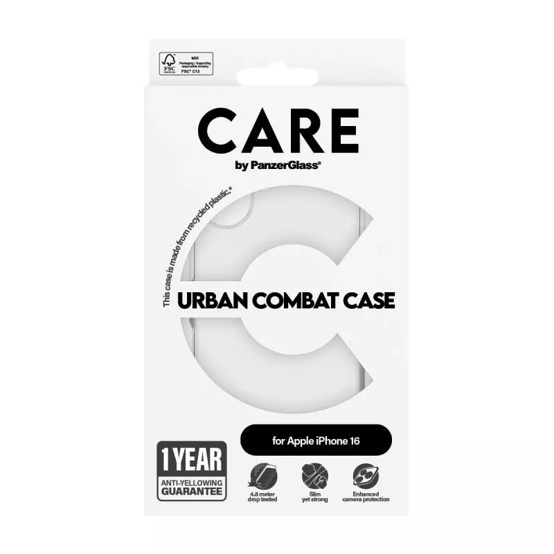 PanzerGlass CARE by Flagship Case läbipaistev Urban Combat ümbris iPhone '24 6.1 tollile