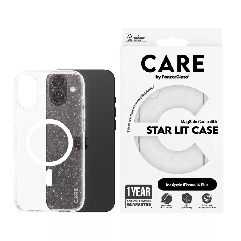 PanzerGlass CARE™ by ® Urban Combat Case Star Lit w. Valge MagSafe iPhone 16 Plus