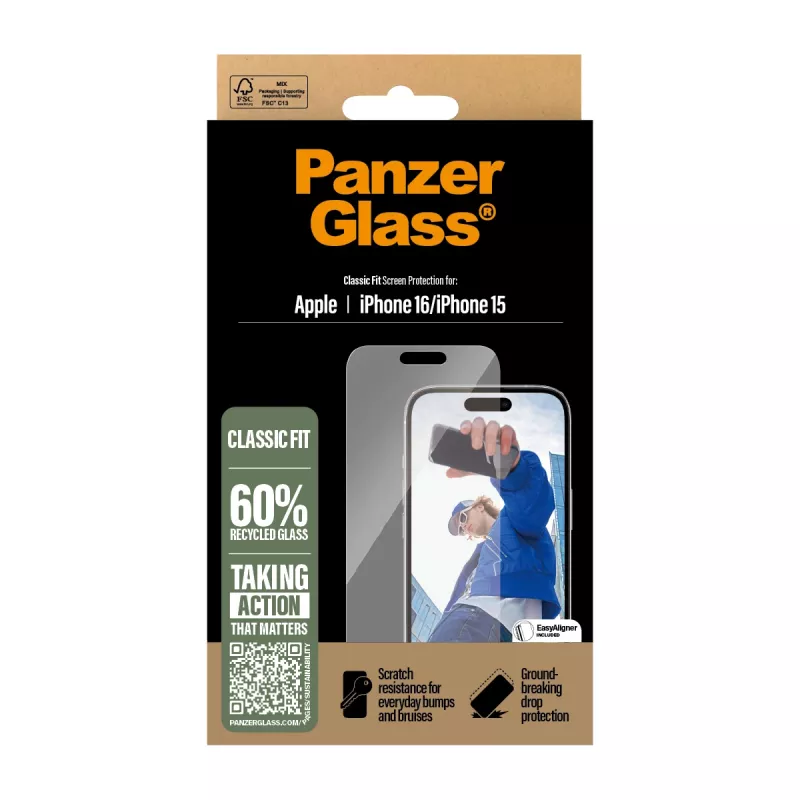 PanzerGlass® ekraanikaitse iPhone 16 | 15 | Classic Fit