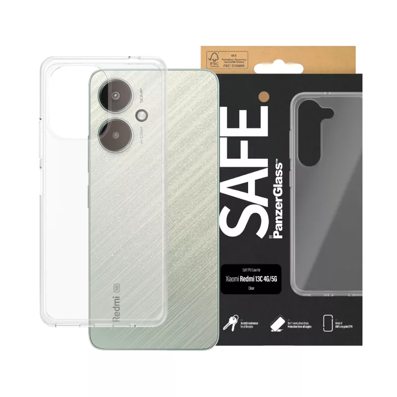 PanzerGlass SAFE. By ® TPU-kate läbipaistev Xiaomi Redmi 13C-le