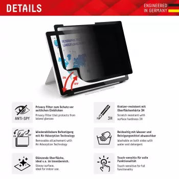 Displex TABLET PRIVACY SAFE eemaldatav kahesuunaline privaatsusfilter iPad Pro 13 tolli/Air 13 tolli (2024/2025) jaoks