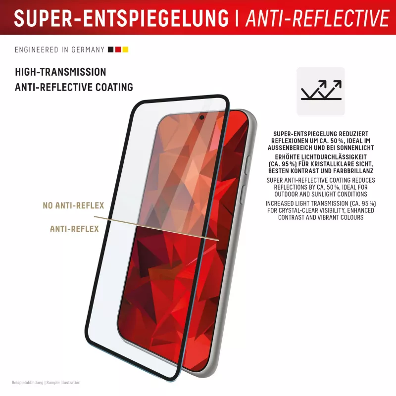 Displex Premium Anti-Reflex ekraanikaitse (peegeldusvastane täiskate, 10H) Apple iPhone 16 Pro Max jaoks, Eco paigaldusraam, täiskate