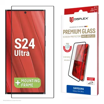 Displex Premium Anti-Reflex ekraanikaitse (peegeldusvastane täiskate, 10H) Samsung Galaxy S24 Ultra jaoks, Eco paigaldusraam, täiskate