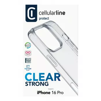 Cellularline Clear Strong - iPhone 16 Pro kõva ümbris kummist äärtega