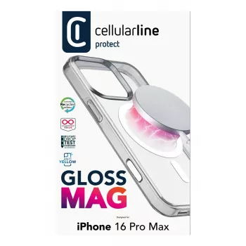 Cellularline Gloss Mag - iPhone 16 Pro Max Magnetkorpus laadimiseks ja MagSafe laadijaga kinnitumiseks