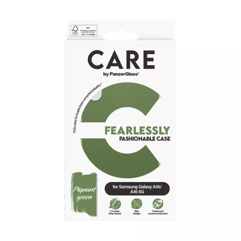 PanzerGlass CARE Fashionable Case ümbris Samsung Galaxy A16 / A16 5G jaoks, roheline