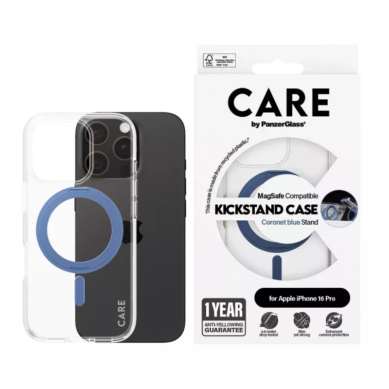 Ümbris PanzerGlass 1317 mobiiltelefonikate sinine läbipaistev iPhone 16 Pro 6.3 tolli