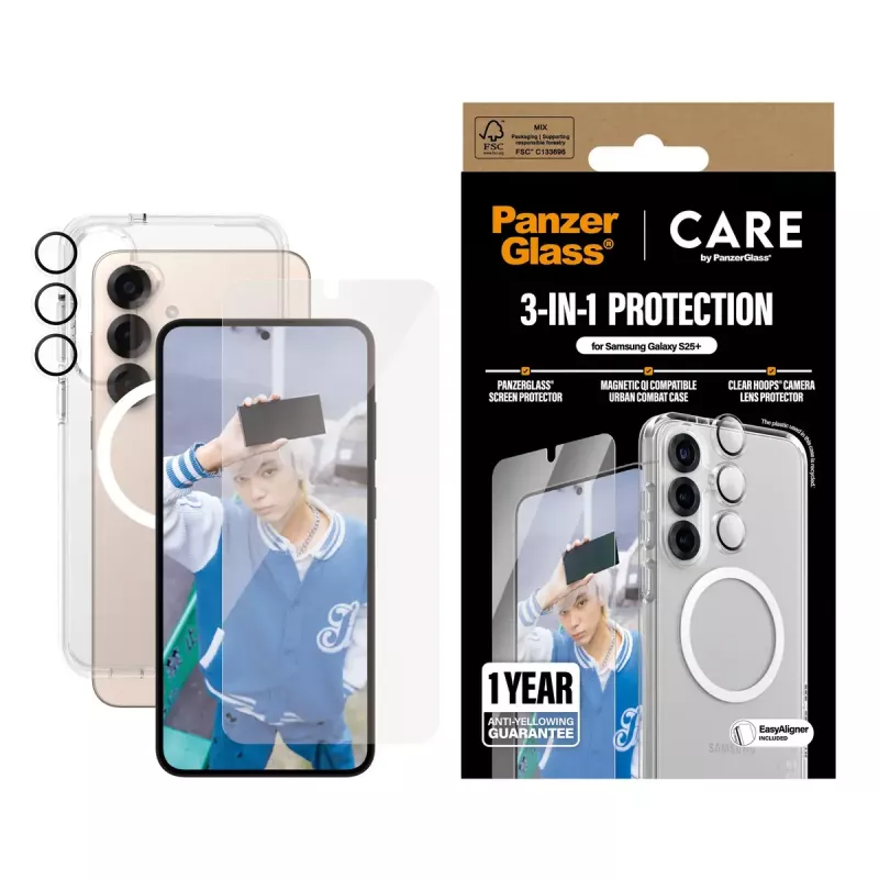 PanzerGlass ® | CARE by ® Flagship 3-in-1 Bundle Samsung Galaxy S25+