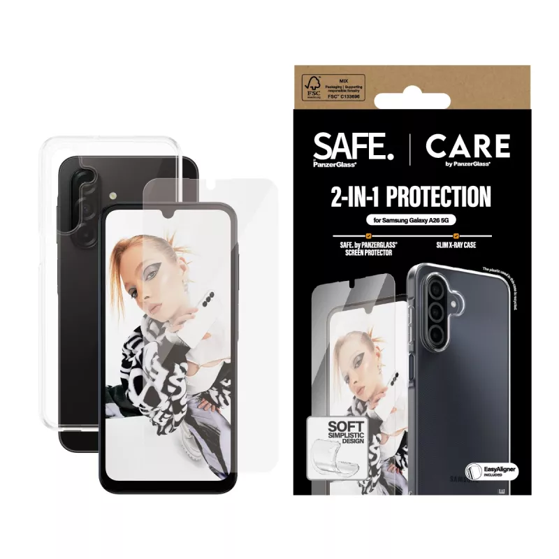PanzerGlass CARE™ by ® 2-in-1 komplekt Samsung Galaxy A26 5G, Samsung, Samsung - Galaxy A26 5G, Kuiv paigaldus, Kriimustuskindel, Löögikindel, Läbipaistev, 1 tk