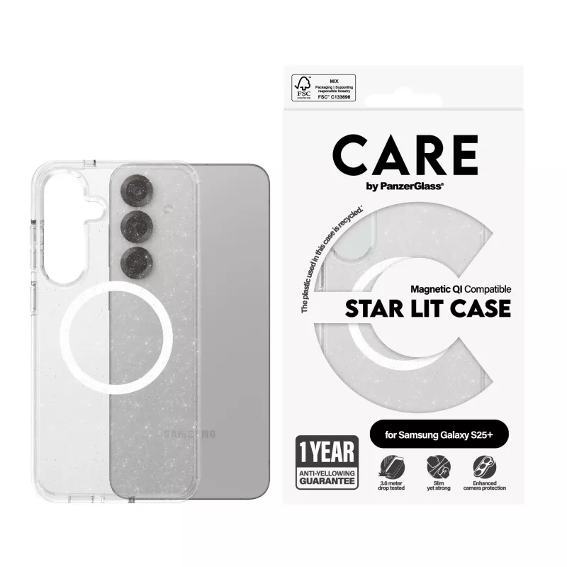 PanzerGlass CARE™ by ® Urban Combat Case Star Lit w. Valge Qi Ühilduv Samsung Galaxy S25+