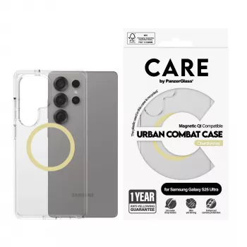 PanzerGlass CARE™ by ® Urban Combat Case Transparent w. Chardonnay Qi Compatible Samsung Galaxy S25 Ultra
