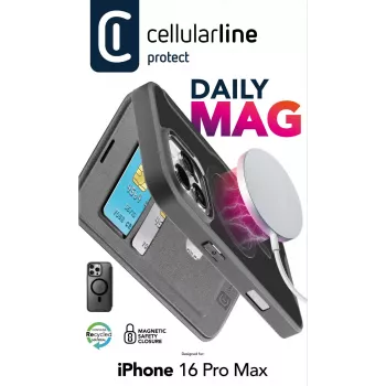 Cellularline Daily Mag - iPhone 16 Pro Max kaantevutlar poolläbipaistva kõva tagaküljega, ühildub Magsafe® ökosüsteemiga