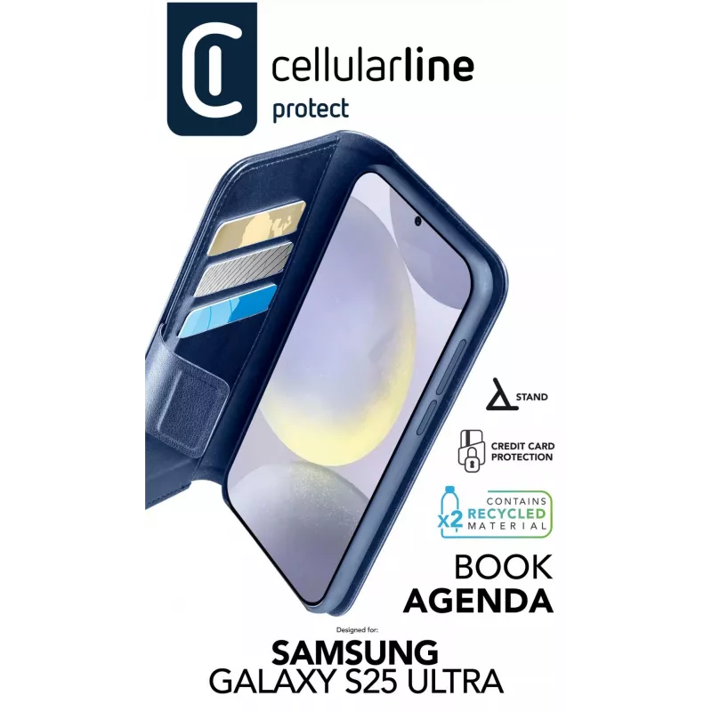 Cellularline Book Agenda - Galaxy S25 Ultra nahkefektiga raamatustiilis ümbris magnetilise sulguriga