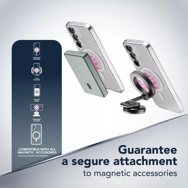 Cellularline Gloss Mag - Galaxy S25 magnetiline ümbris laadimiseks ja MagSafe laadija külge kinnitamiseks