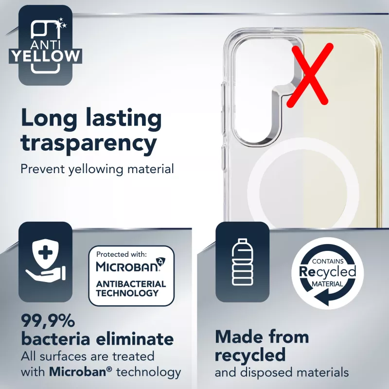 Cellularline Gloss Mag - Galaxy S25 magnetiline ümbris laadimiseks ja MagSafe laadija külge kinnitamiseks