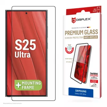 Displex Premium ekraanikaitseklaas (täiskattega, 10H) Samsung Galaxy S25 Ultra jaoks, Eco paigaldusraam, täiskate