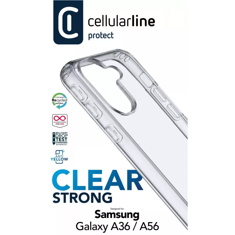 Cellularline Clear Protect – Galaxy A36/A56 kõva ümbris kummist servadega