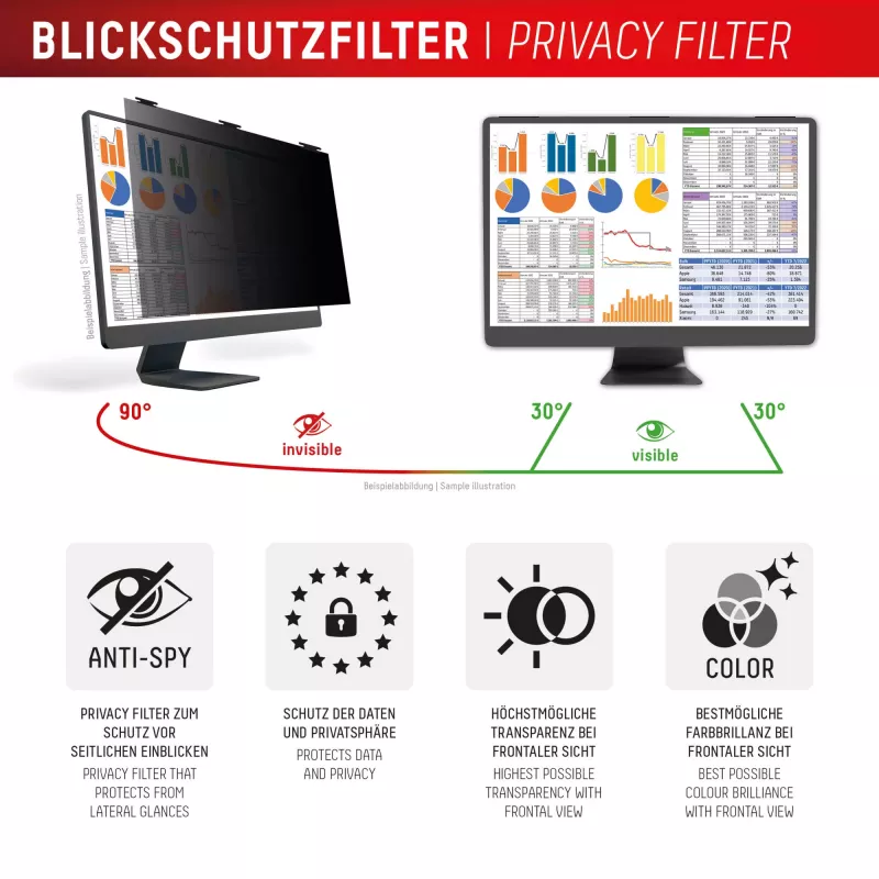 Displex PRIVACY SAFE eemaldatav 2-suunaline privaatsusfilter lauaarvuti monitorile 27 inch (16:10)