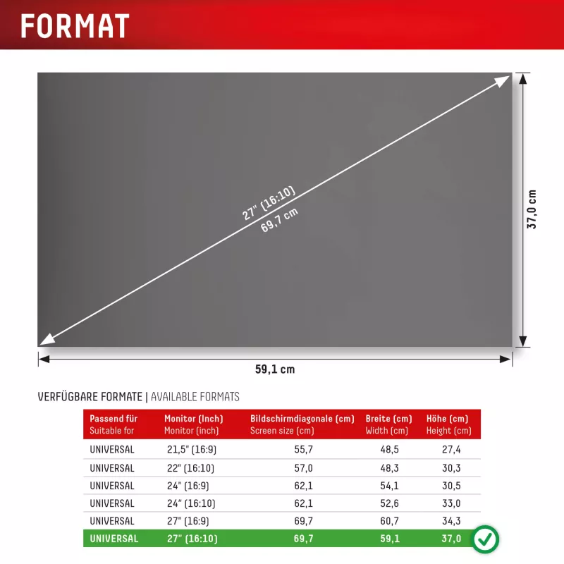 Displex PRIVACY SAFE eemaldatav 2-suunaline privaatsusfilter lauaarvuti monitorile 27 inch (16:10)
