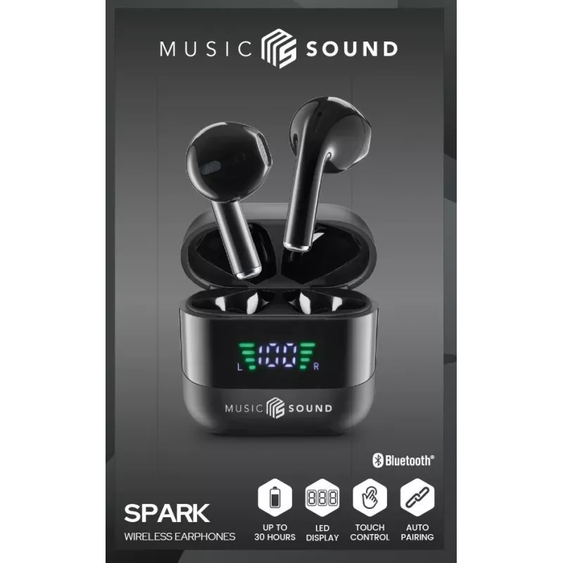 Music Sound SPARK Auricolare TWS koos LED-ekraaniga