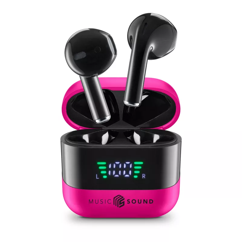 Music Sound SPARK kõrvaklapid TWS LED-ekraaniga, True Wireless Stereo (TWS), kõned/muusika, 66 g, peakomplekt, roosa