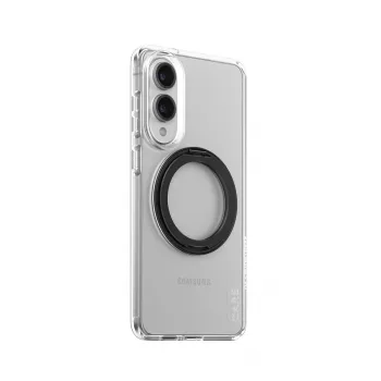 PanzerGlass CARE läbipaistev ümbris musta tugijalaga ja Qi toega Samsung Galaxy S25 Edge