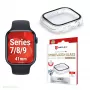 Displex 10H karastatud klaas Apple Watch 9/8/7 jaoks (41mm), täiskorpuse kate, IP68, klõpsatav, läbipaistev