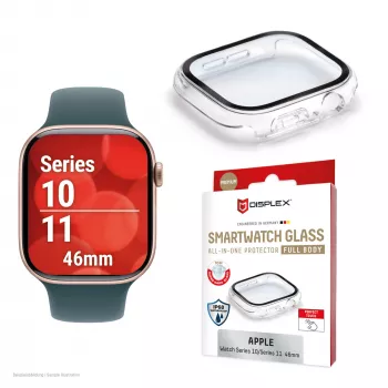 Ekraanikaitse PanzerGlass Displex 10H Apple Watch 11/10 42mm, täiskere karastatud klaas, IP68, klõpsatav, must matt