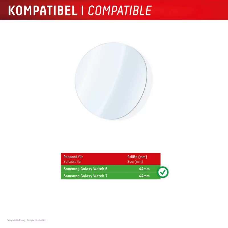 Displex 9H Glass Galaxy Watch 7/6 (44mm), 2-Pack, Ultra-Thin, Borderless, Anti-Smudge, Made in Germany