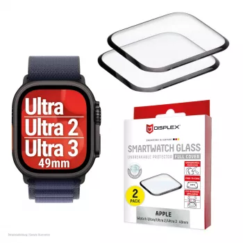 Ekraanikaitse Displex Unbreakable Full Cover Smart Glass Apple Watch Ultra 3/Ultra 2/Ultra (49mm), 2 tk, servast servani, läbipaistev