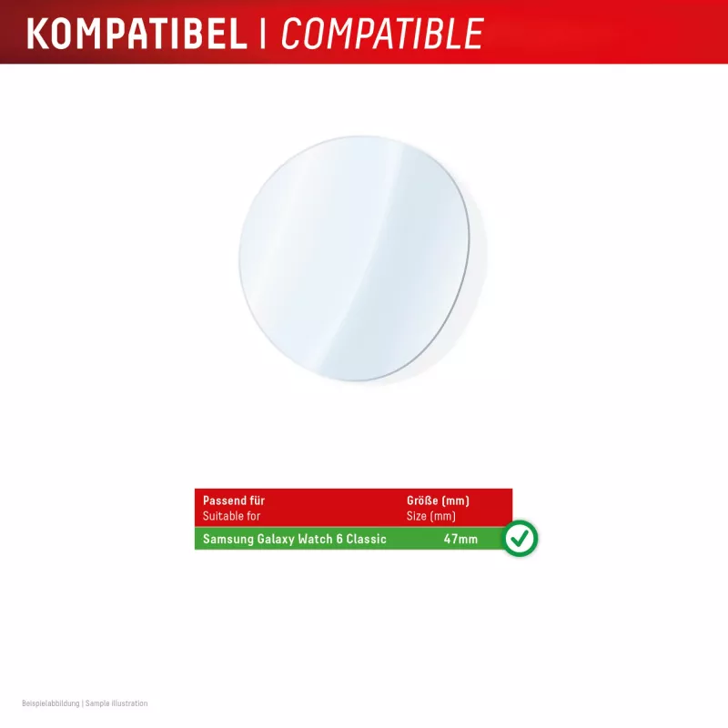 Displex 9H klaas Galaxy Watch 6 Classic (47mm), 2-pakk, üliõhuke, raamita, plekivastane, valmistatud Saksamaal
