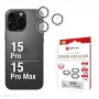 Displex Premium Camera Lens Glass, iPhone 15 Pro/15 Pro Max, 10H, Single Rings, DLC, transparent, Quick Mount