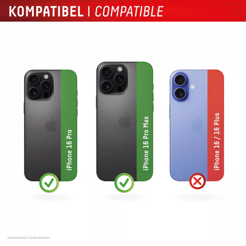 Displex Premium kaamera läätseklaas, iPhone 16 Pro/16 Pro Max, 10H, üksikud rõngad, DLC, läbipaistev, kiirkinnitus