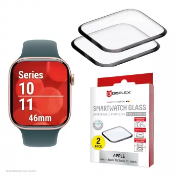 Ekraanikaitse Displex Unbreakable Full Cover Smart Glass Apple Watch 11/10 46mm Ultra-Õhuke Servast-Servani 2-Pack